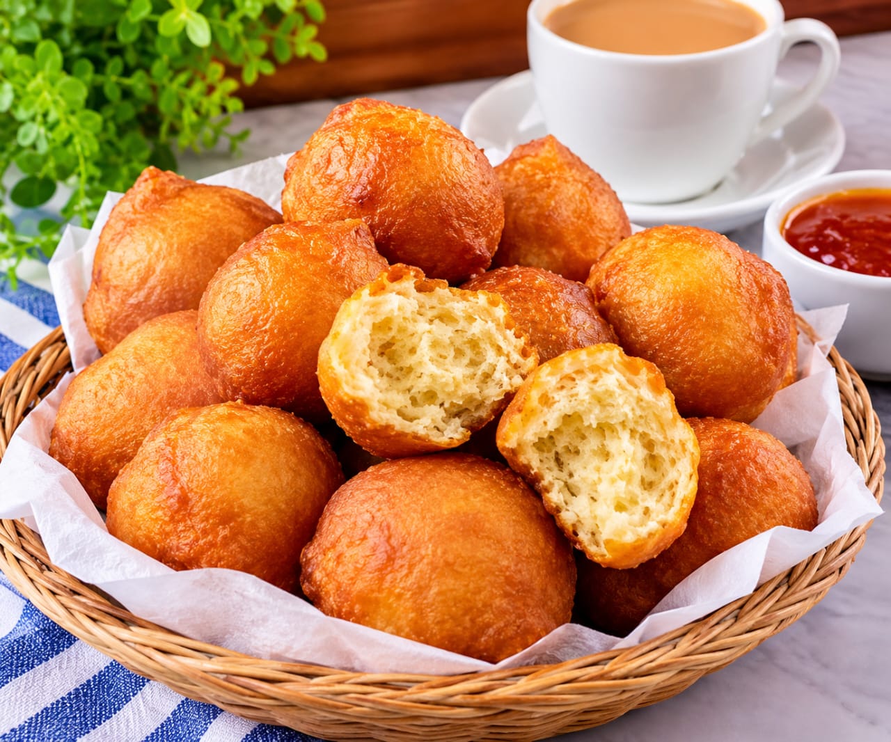 Freshly made golden bofrot ready to share